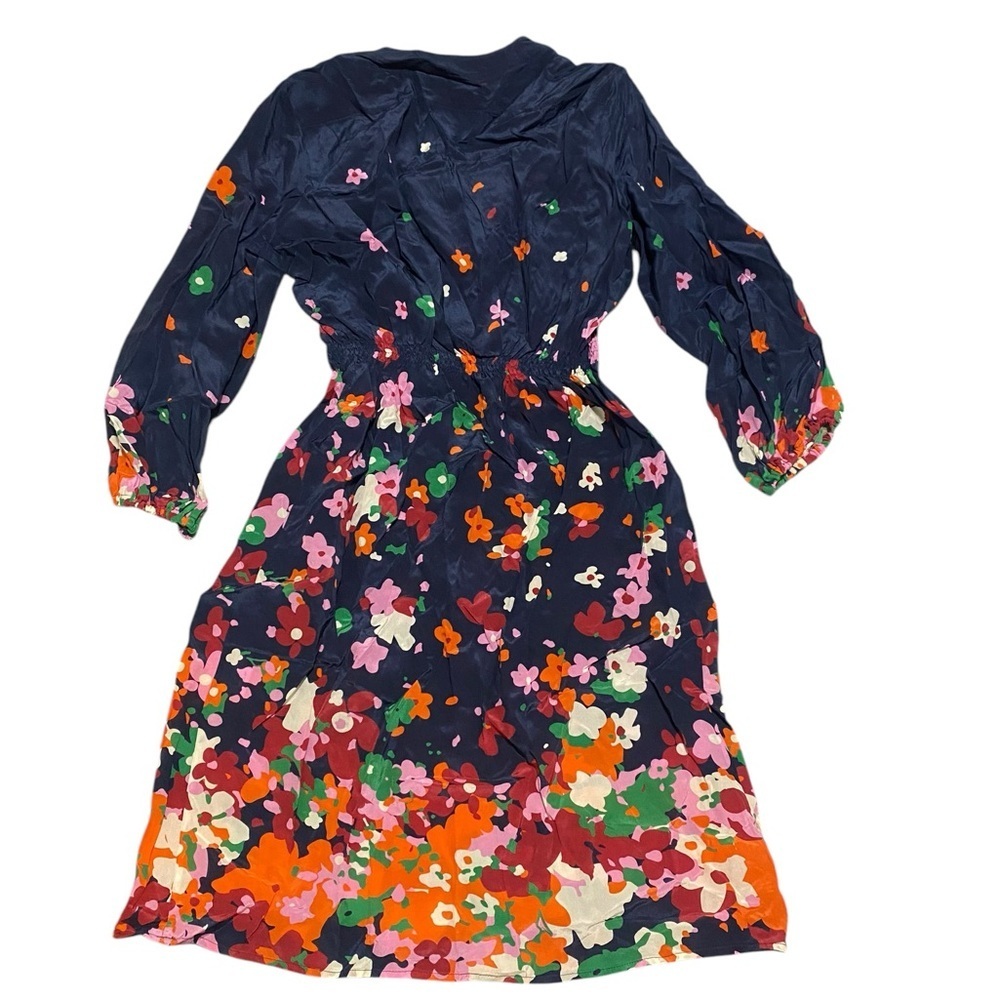Tucker Abigail party dress crepe Floral Long Sleeve Dress 100 % silk - Picture 5 of 10